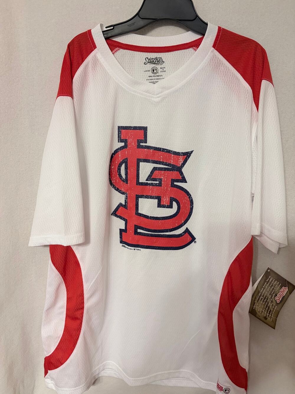 St. Louis Cardinals Jersey Shirt Mens L White Red NWT Stitches MLB